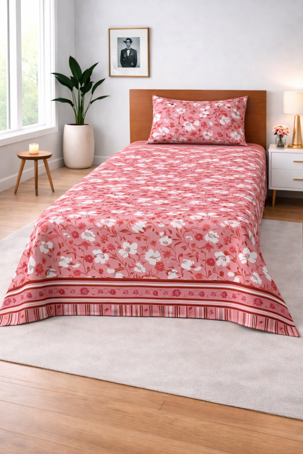 Coral Blossom — Single Bedsheet Set