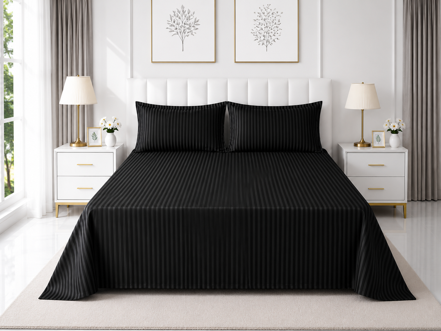 Stripe Flat Bedsheet — Black