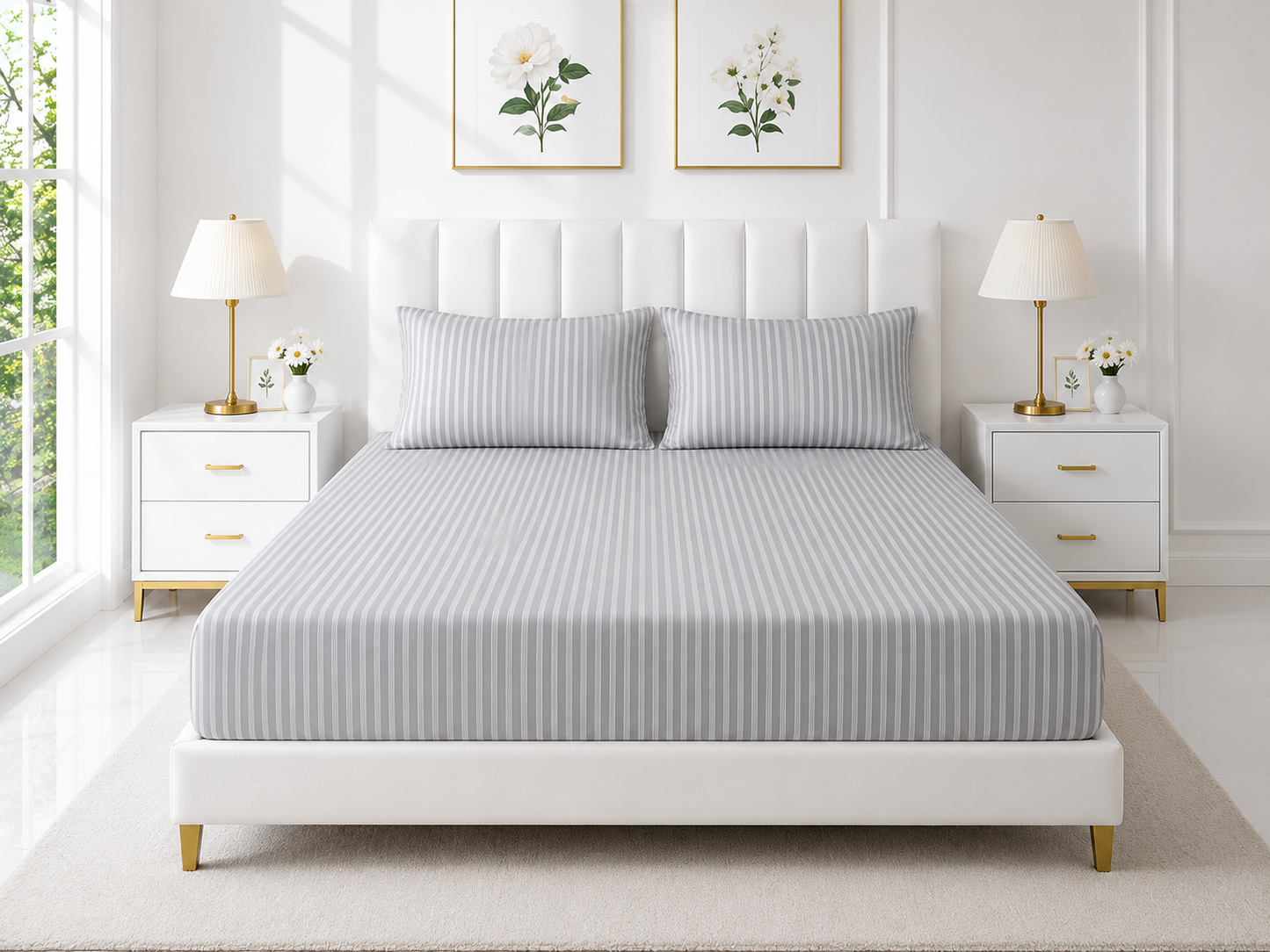 Stripe Fitted Bedsheet - Grey