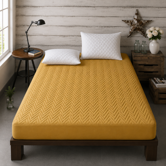 Quilted Waterproof Mattress Cover — Golden — view 2