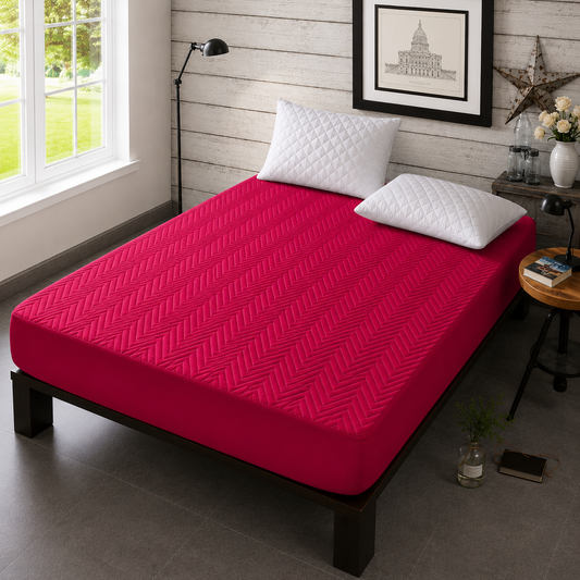 Quilted Waterproof Mattress Cover — Maroon — view 2