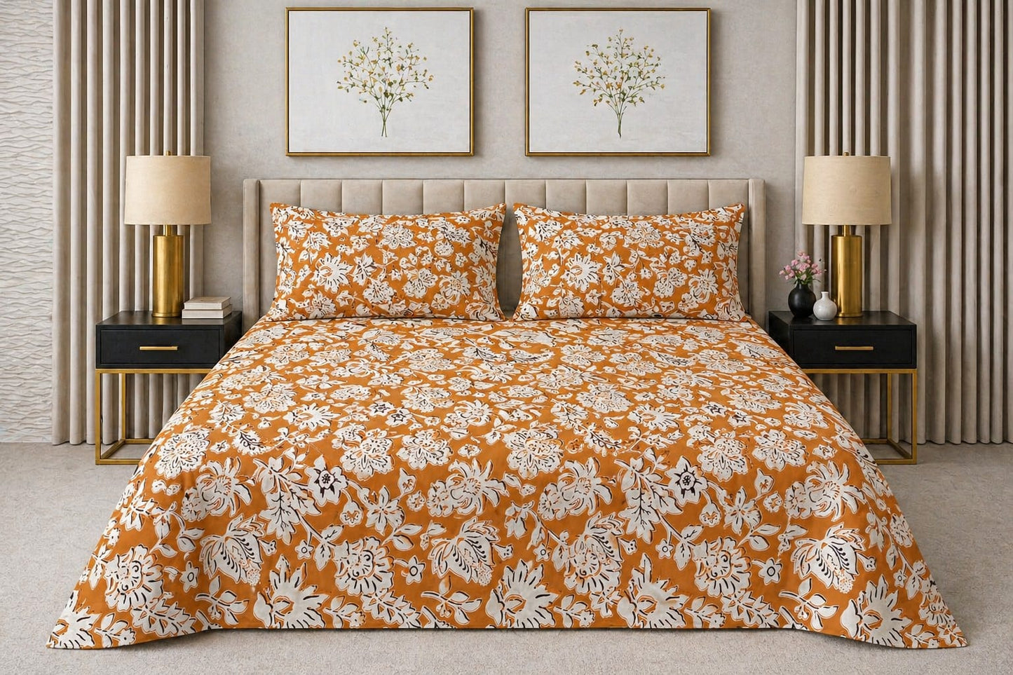 Amber Bloom — King Bedsheet Set