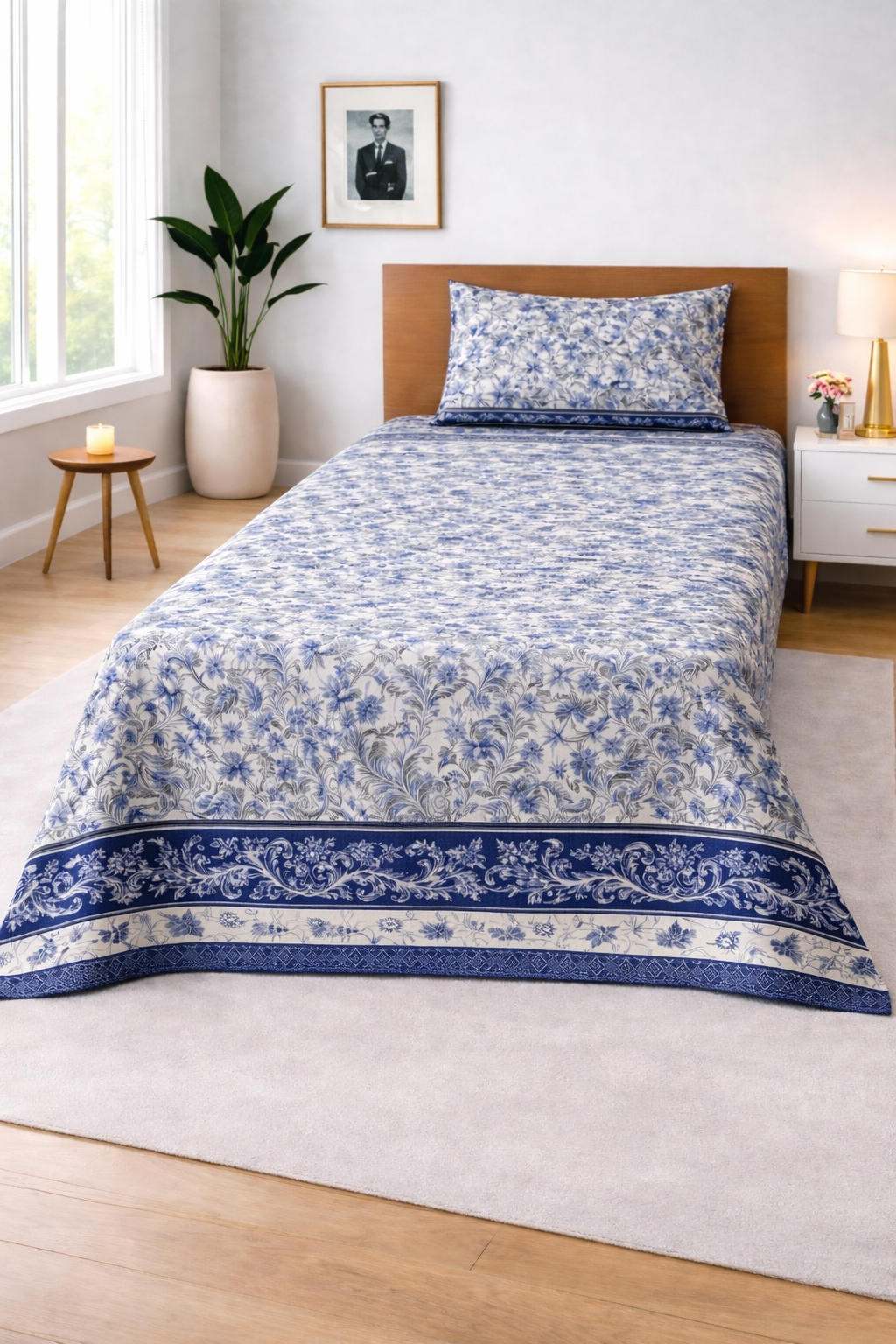 Blue Vintage Garden — Single Bedsheet Set