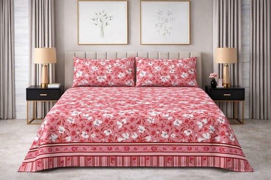 Coral Blossom — King Bedsheet Set