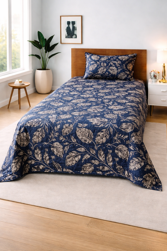 Midnight Leaf — Single Bedsheet Set