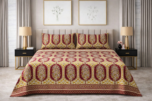 Royal Marigold Red — King Bedsheet Set