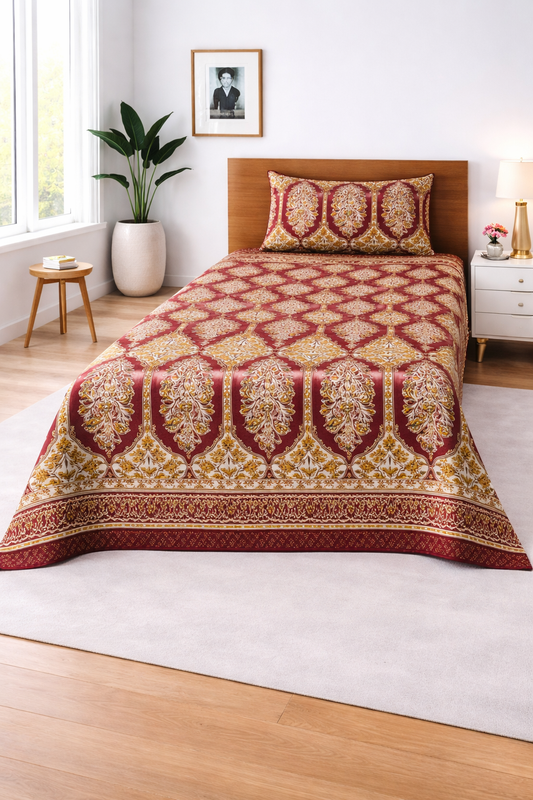 Royal Marigold Red — Single Bedsheet Set