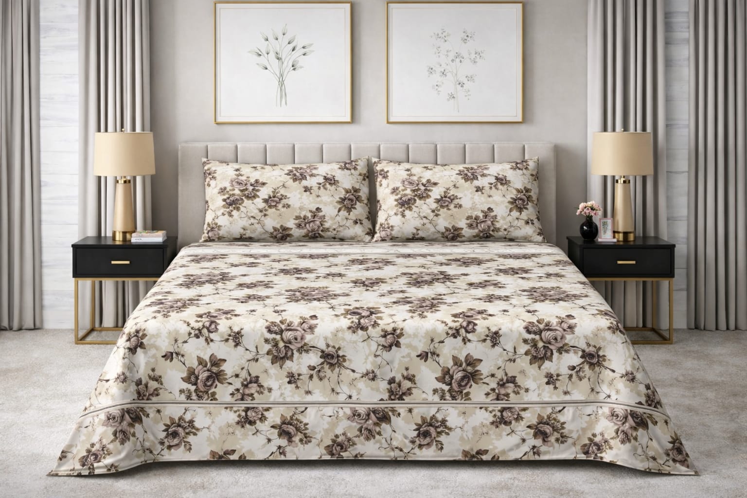 Vintage Floral Cream — King Bedsheet Set