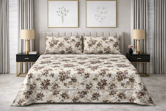 Vintage Floral Cream — King Bedsheet Set