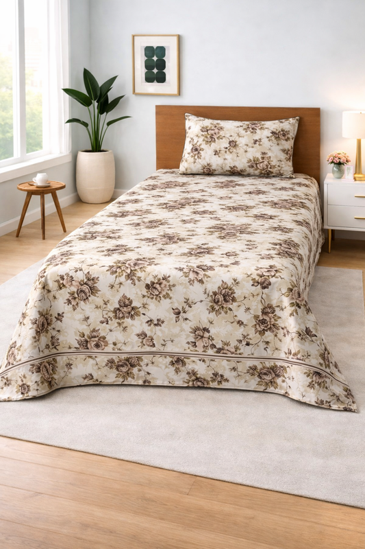 Vintage Floral Cream — Single Bedsheet Set
