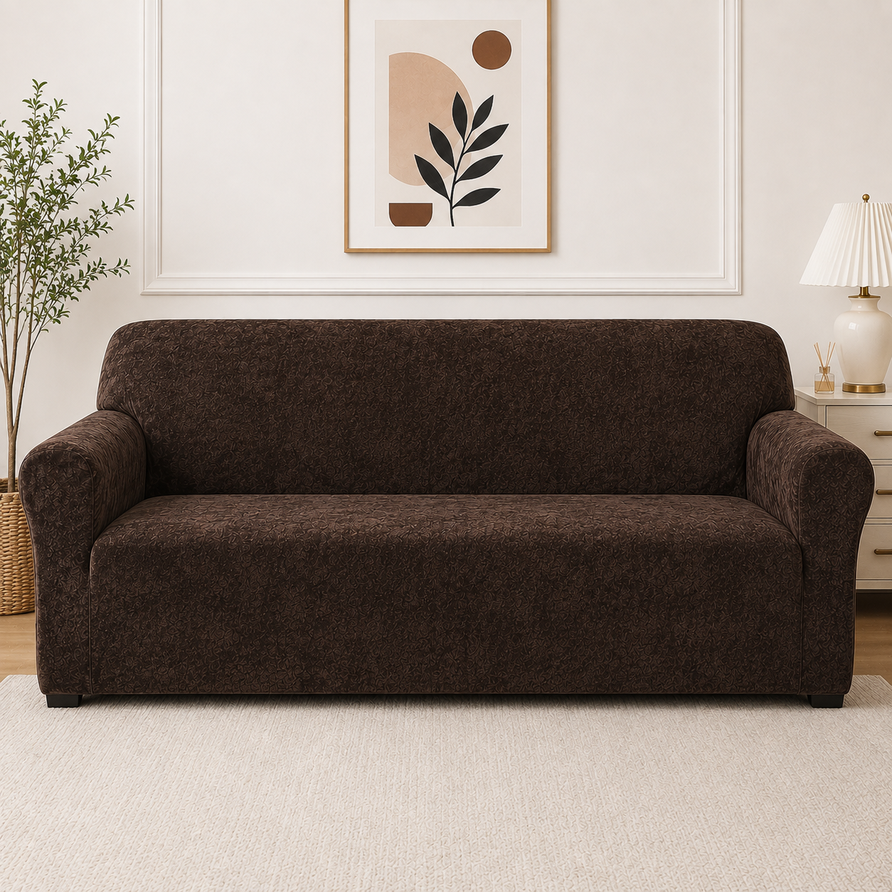 Dark Brown - Plush velvet sofa Cover