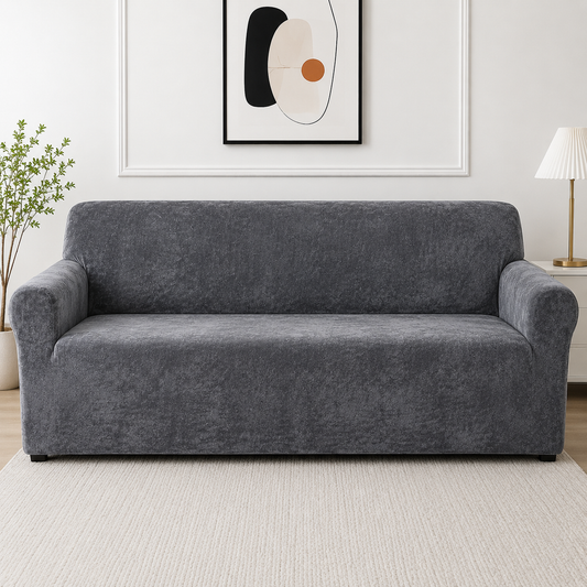 Dark Grey - Plush velvet sofa Cover