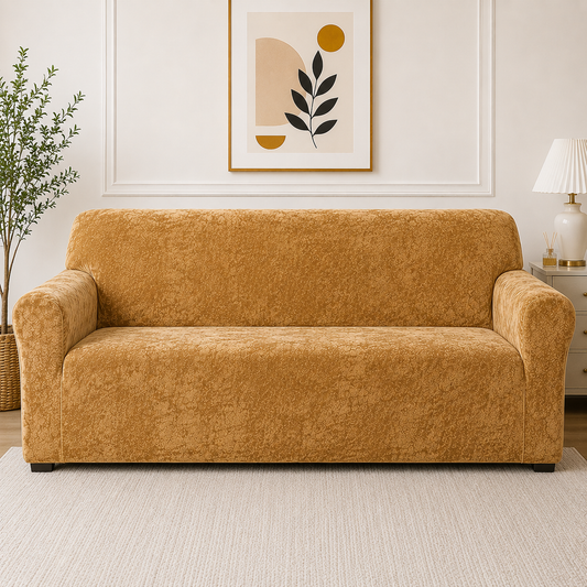 Golden - Plush velvet sofa Cover