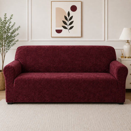 Maroon - Plush velvet sofa Cover