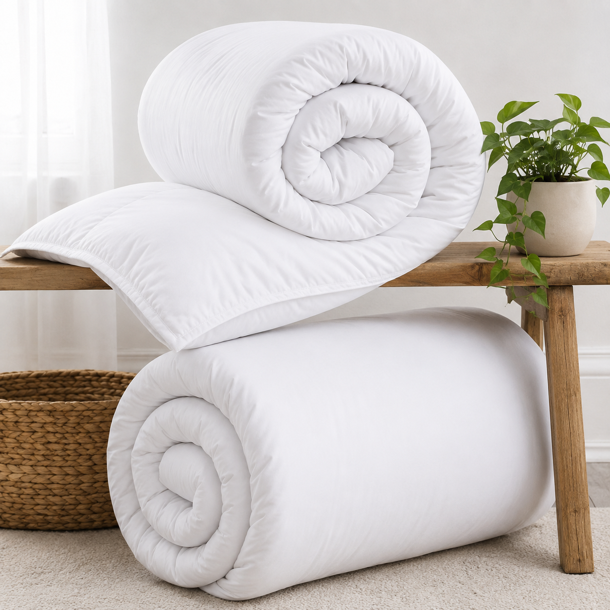 White filled quilt Single size