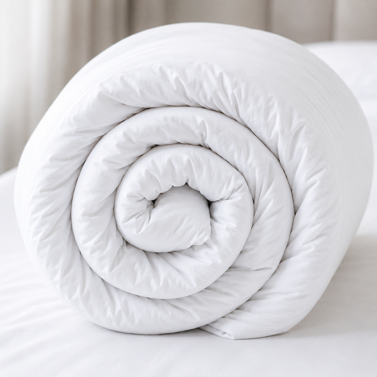 White quilt on a bed