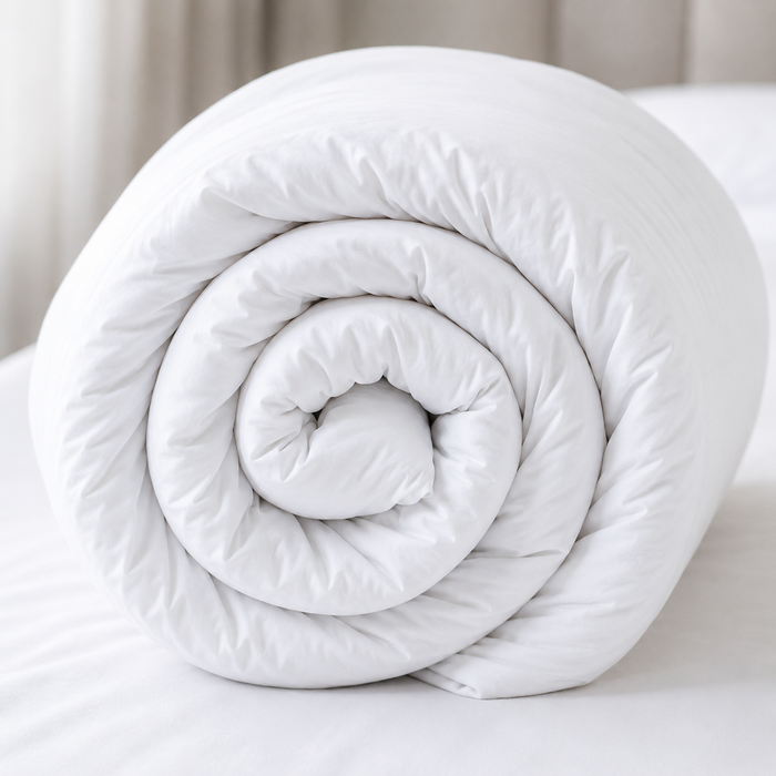 White quilt on a bed