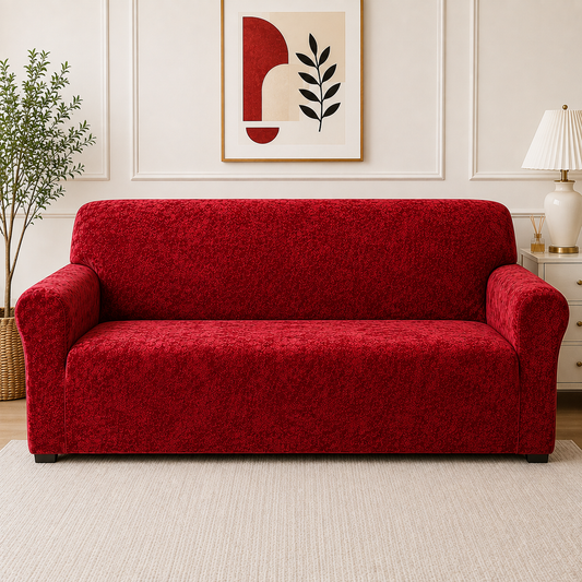 Red - Plush velvet sofa Cover