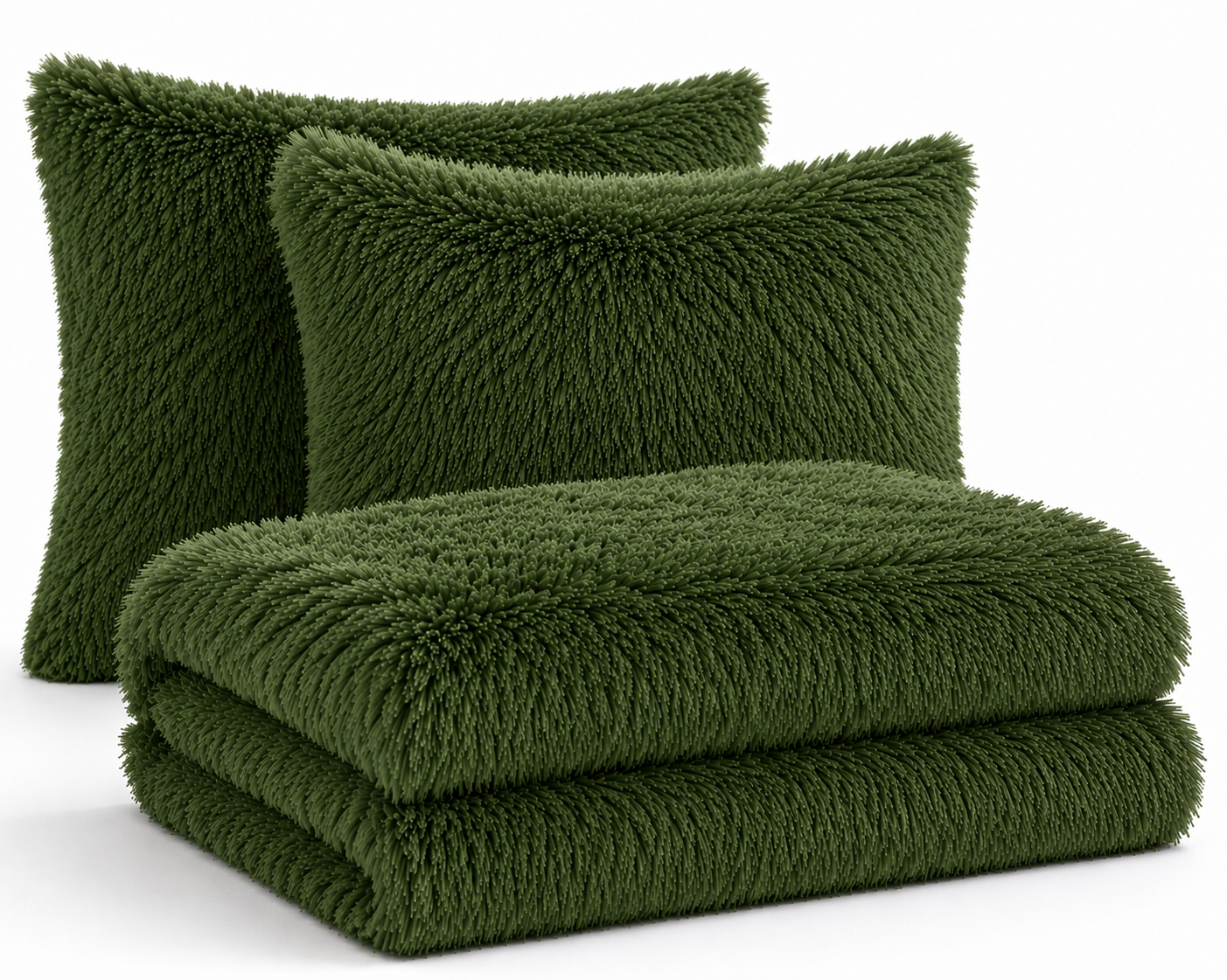 4-Piece Shaggy Quilt Set — Green — view 2