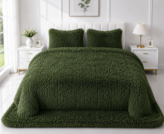 4-Piece Shaggy Quilt Set — Green — view 4