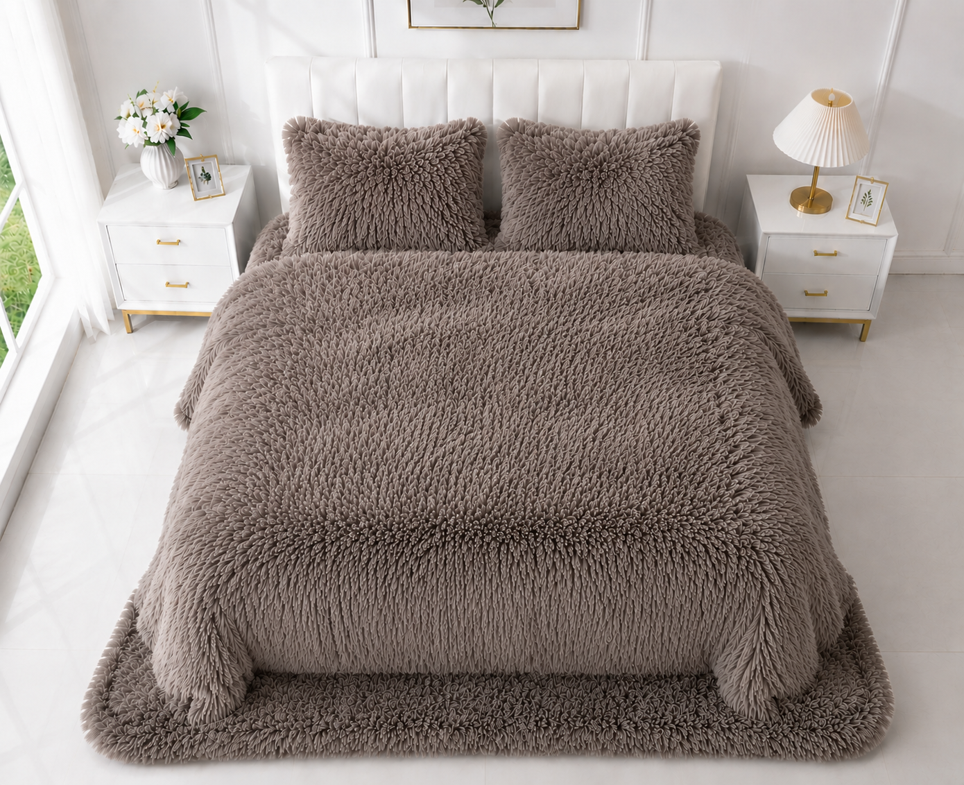 4-Piece Shaggy Quilt Set — Mouse Skin — view 3