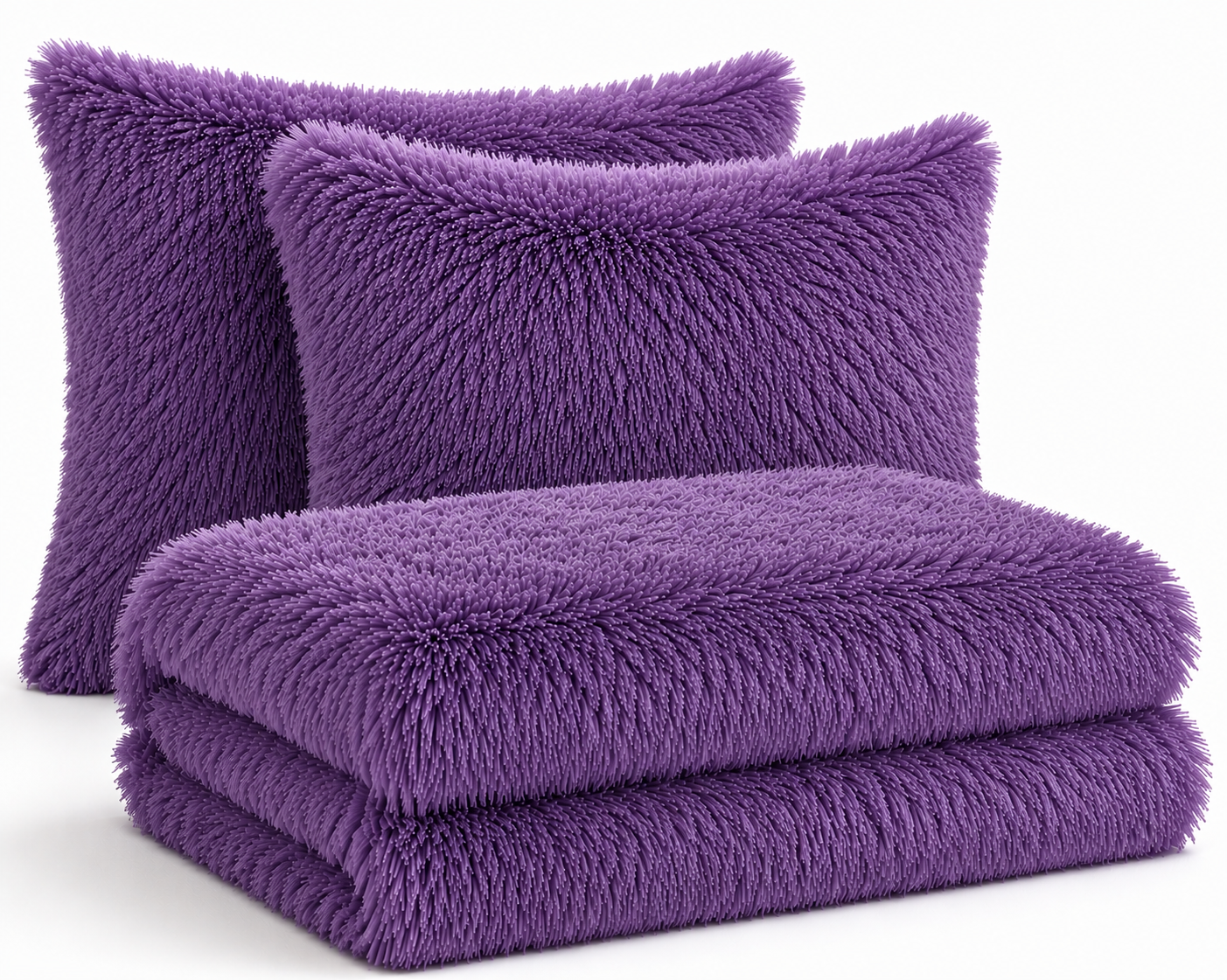 4-Piece Shaggy Quilt Set — Purple — view 2