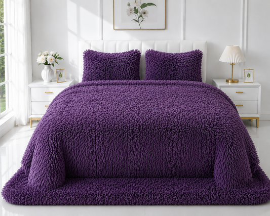 4-Piece Shaggy Quilt Set — Purple — view 4