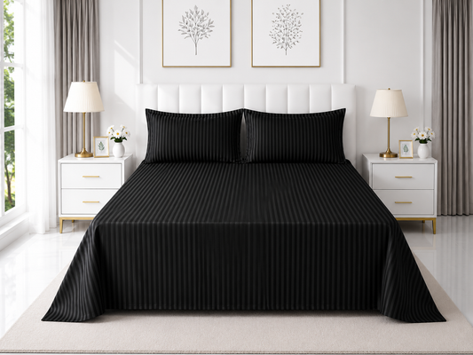 Stripe Flat Bedsheet — Black