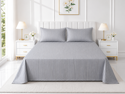 Stripe Flat Bedsheet — Grey