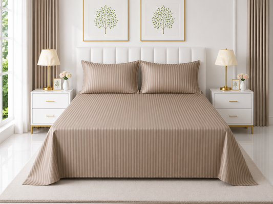 Stripe Flat Bedsheet — Light Brown