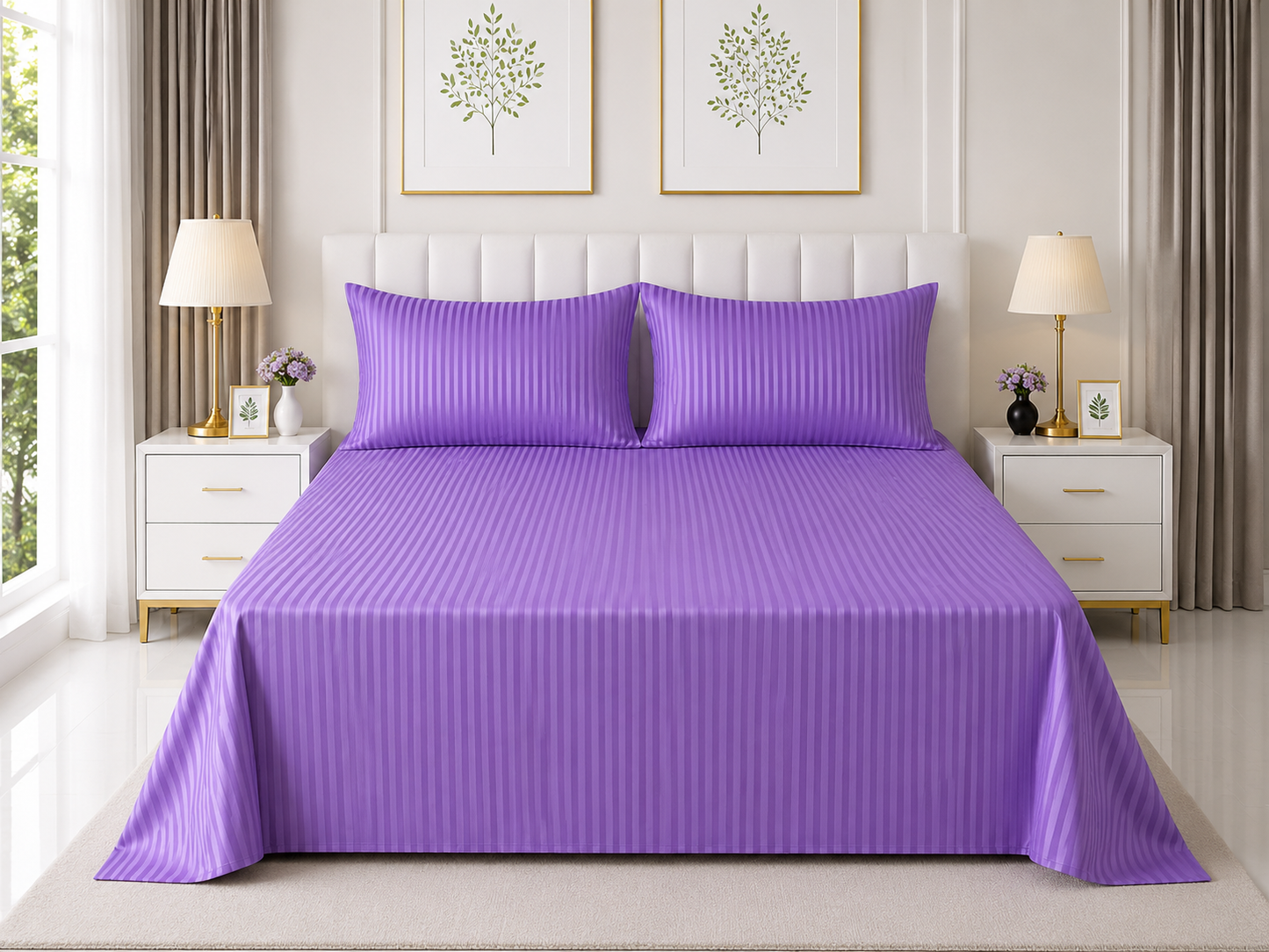 Stripe Flat Bedsheet — Purple