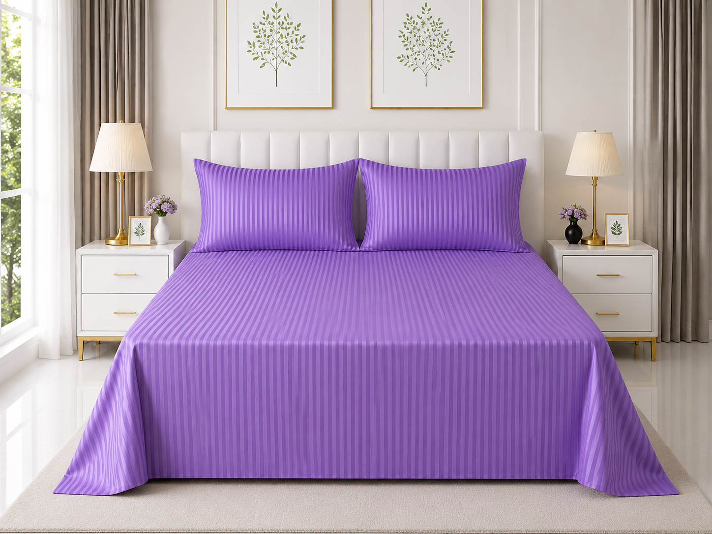 Stripe Flat Bedsheet — Purple