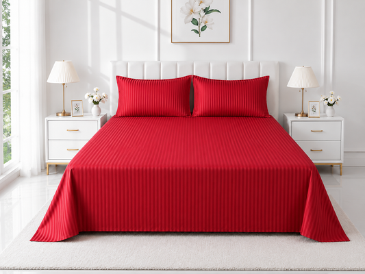 Stripe Flat Bedsheet — Red