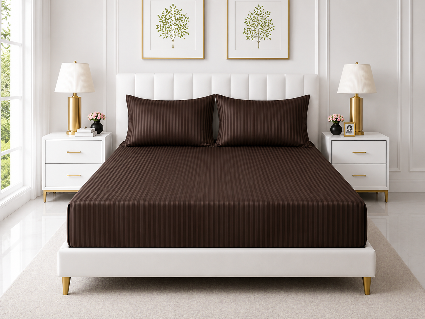 Stripe Fitted Bedsheet - Chocolate Brown