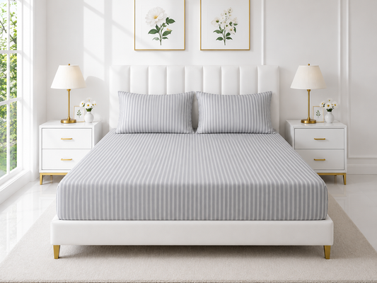 Stripe Fitted Bedsheet - Grey