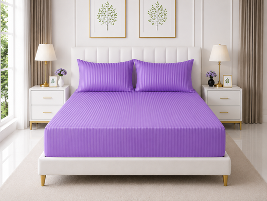 Stripe Fitted Bedsheet - Purple