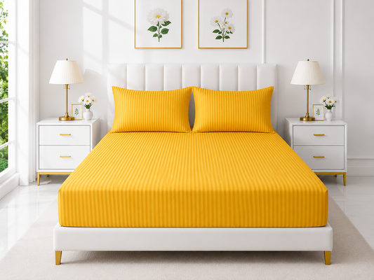 Stripe Fitted Bedsheet - Yellow