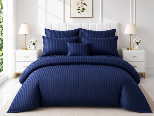 Stripe Duvet Set — Navy Blue
