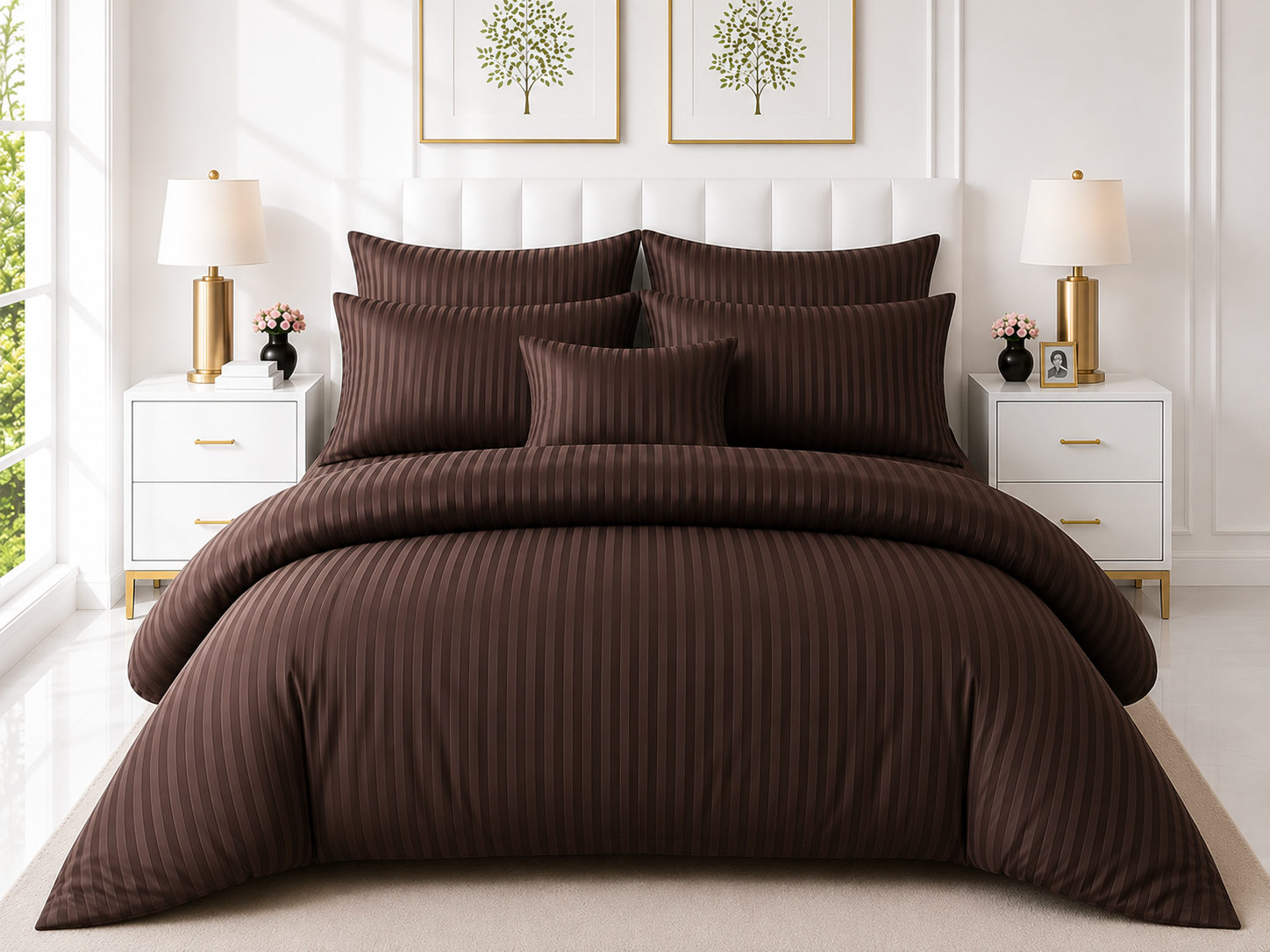 Stripe Duvet Set — Chocolate Brown