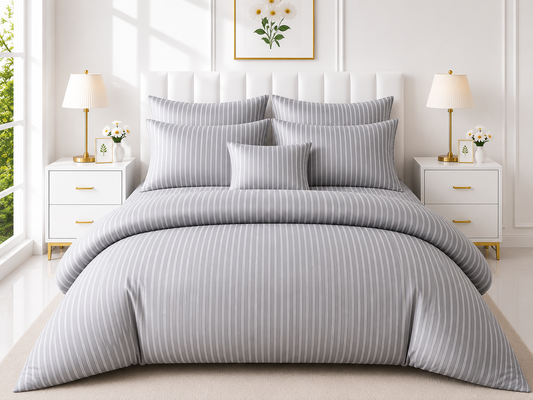Stripe Duvet Set — Grey