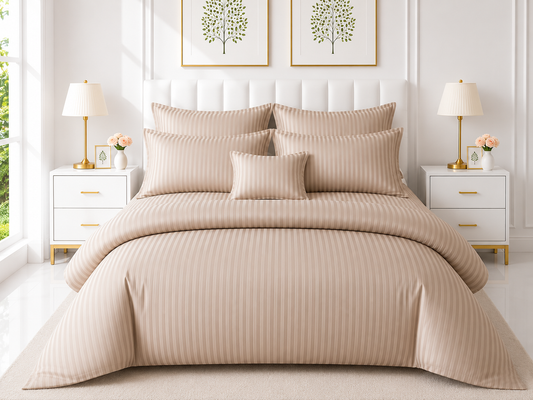 Stripe Duvet Set — Light Brown
