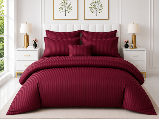 Stripe Duvet Set — Maroon