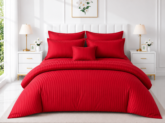 Stripe Duvet Set — Red