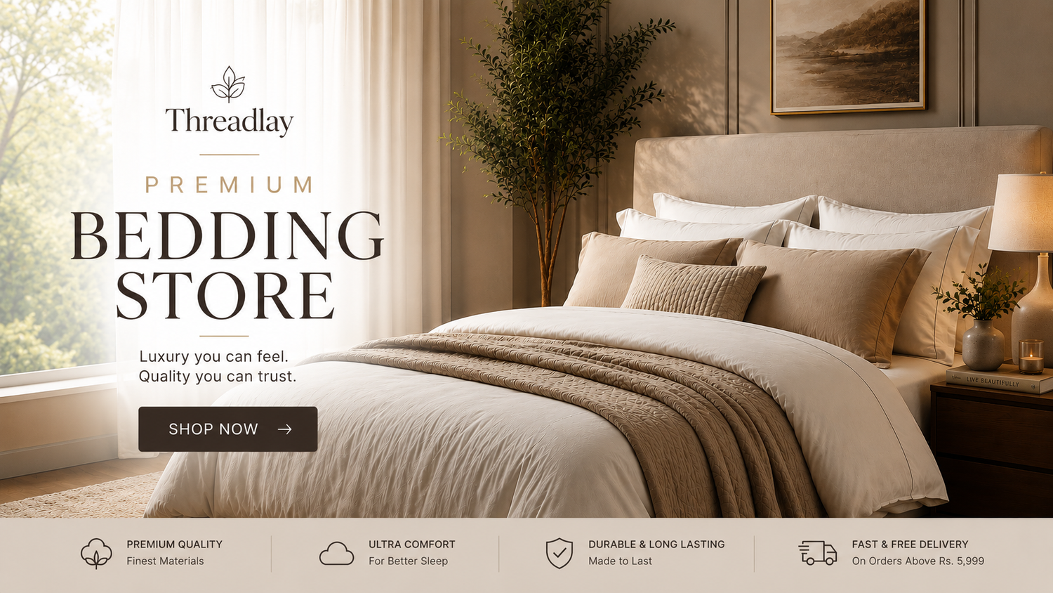 Threadlay premium bedding store banner - desktop 16:9
