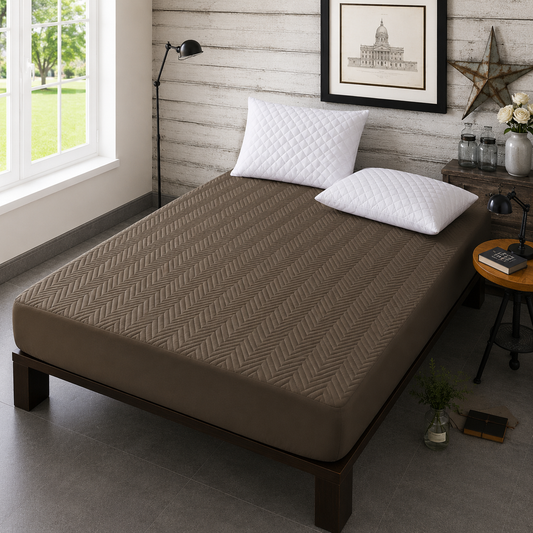 Quilted Waterproof Mattress Cover — Dark Brown