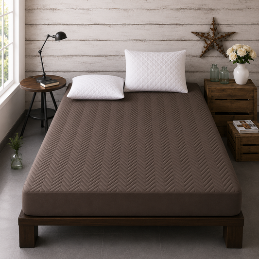 Quilted Waterproof Mattress Cover — Dark Brown — view 2