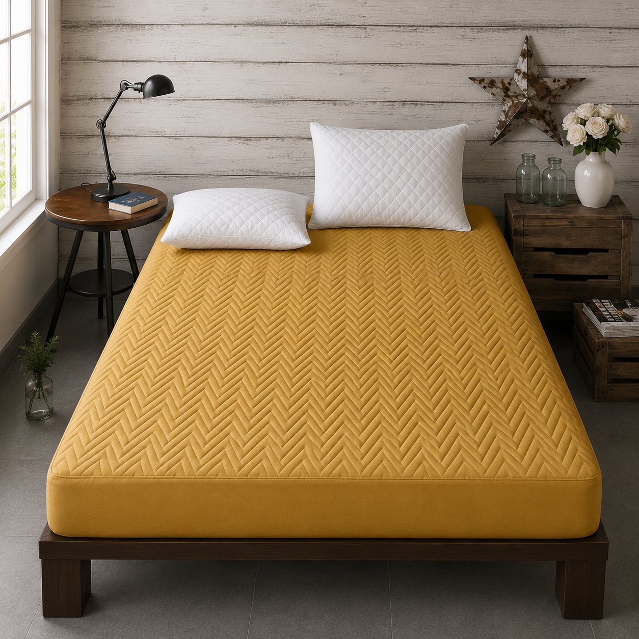 Quilted Waterproof Mattress Cover — Golden — view 2