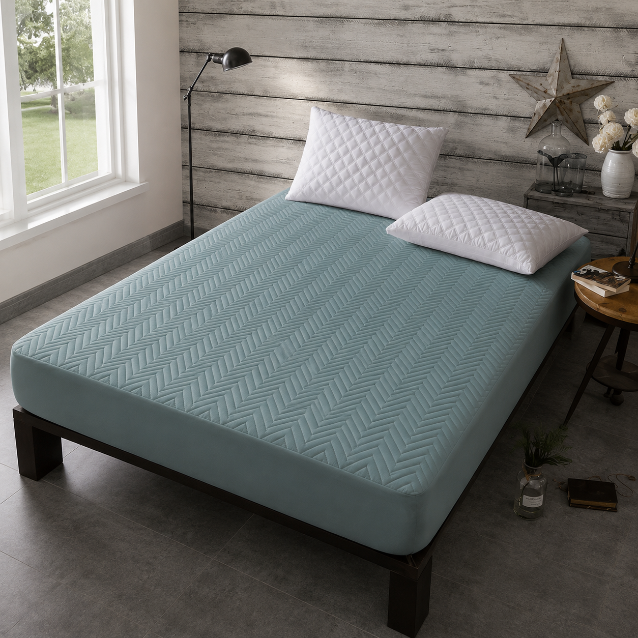 Quilted Waterproof Mattress Cover — Grey