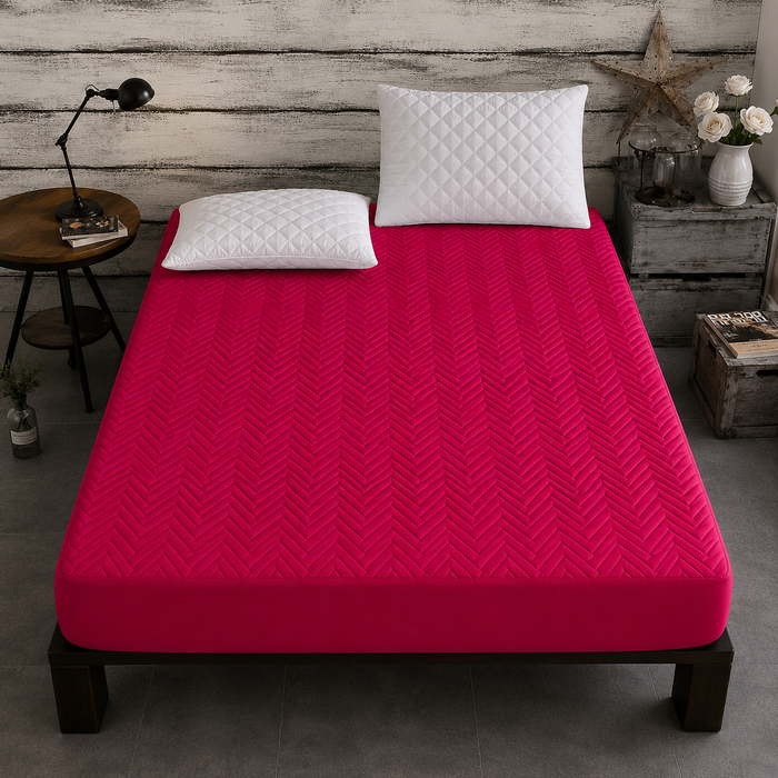 Quilted Waterproof Mattress Cover — Maroon