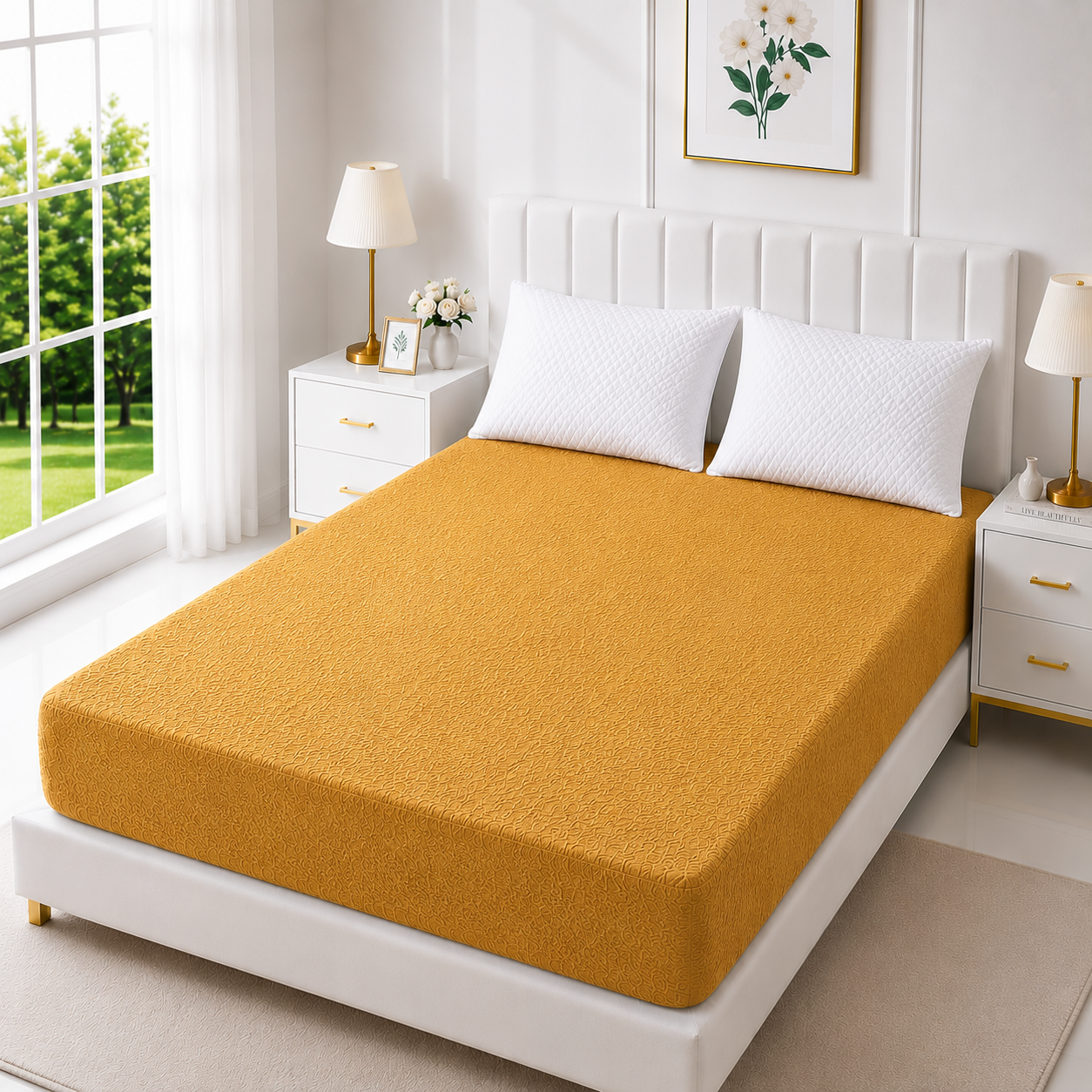 Terry Cotton Waterproof Mattress Cover — Golden